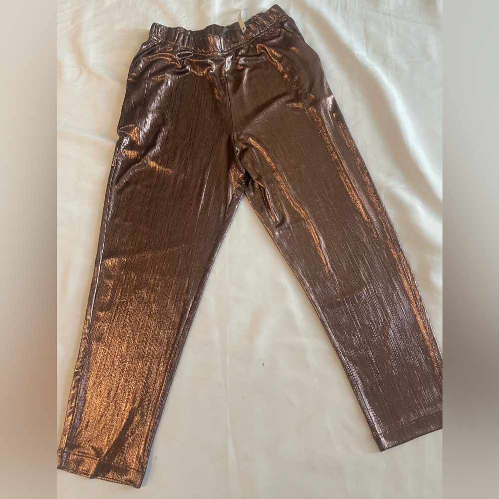 ASOS metallic rose pink elastic joggers w pockets US 8 disco retro party NWT
